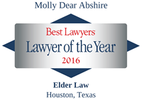 Molly Dear Abshire Lawyer of the Year in Elder Law in Houston Texas, awarded by Best Lawyers in 2016